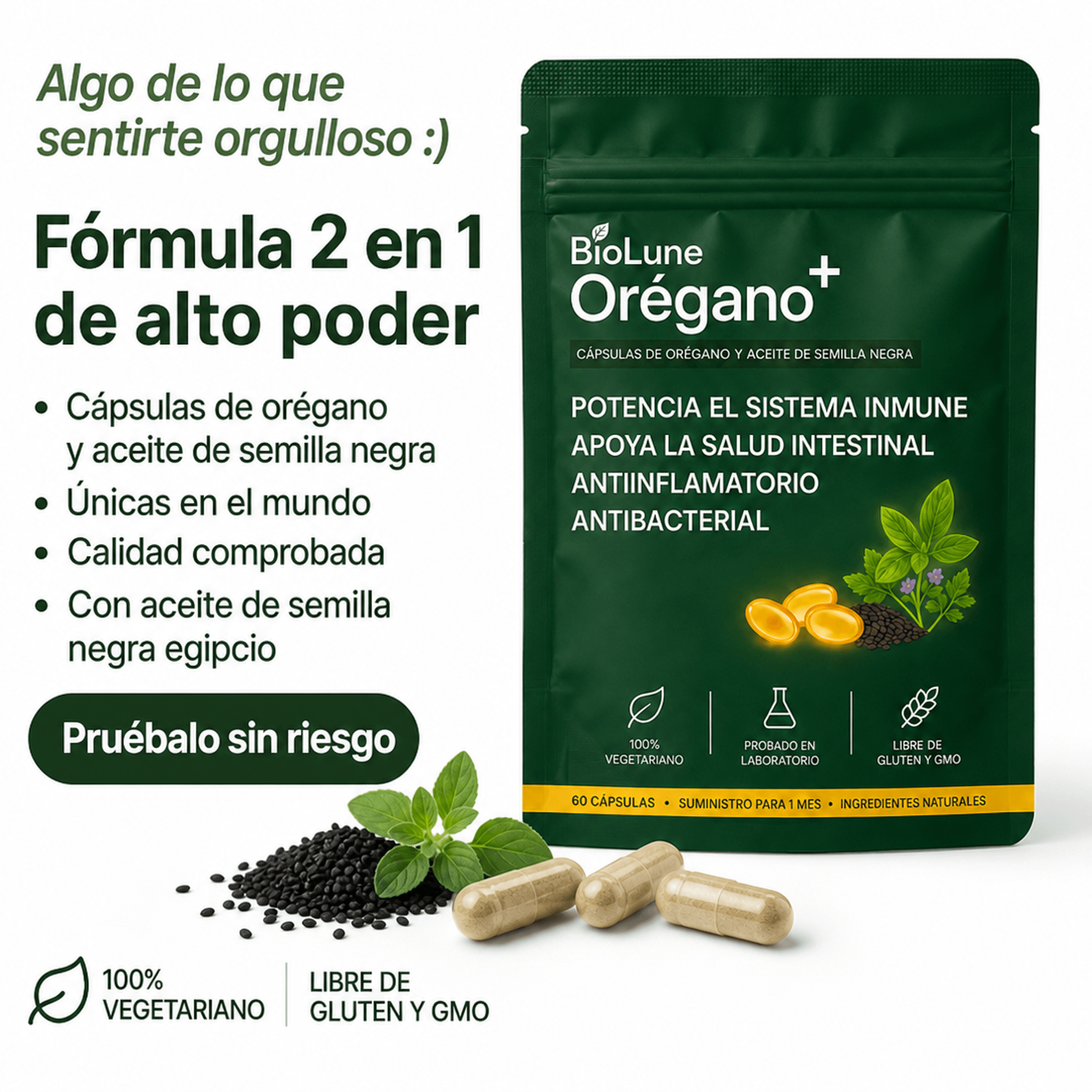 BioLune Orégano+ | Reduce la inflamación - Mejora la salud Intestinal