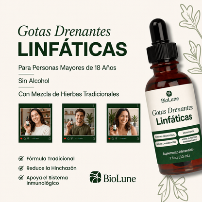 Gotas Drenantes Linfáticas | Reduce la hinchazón, y la retención de líquidos