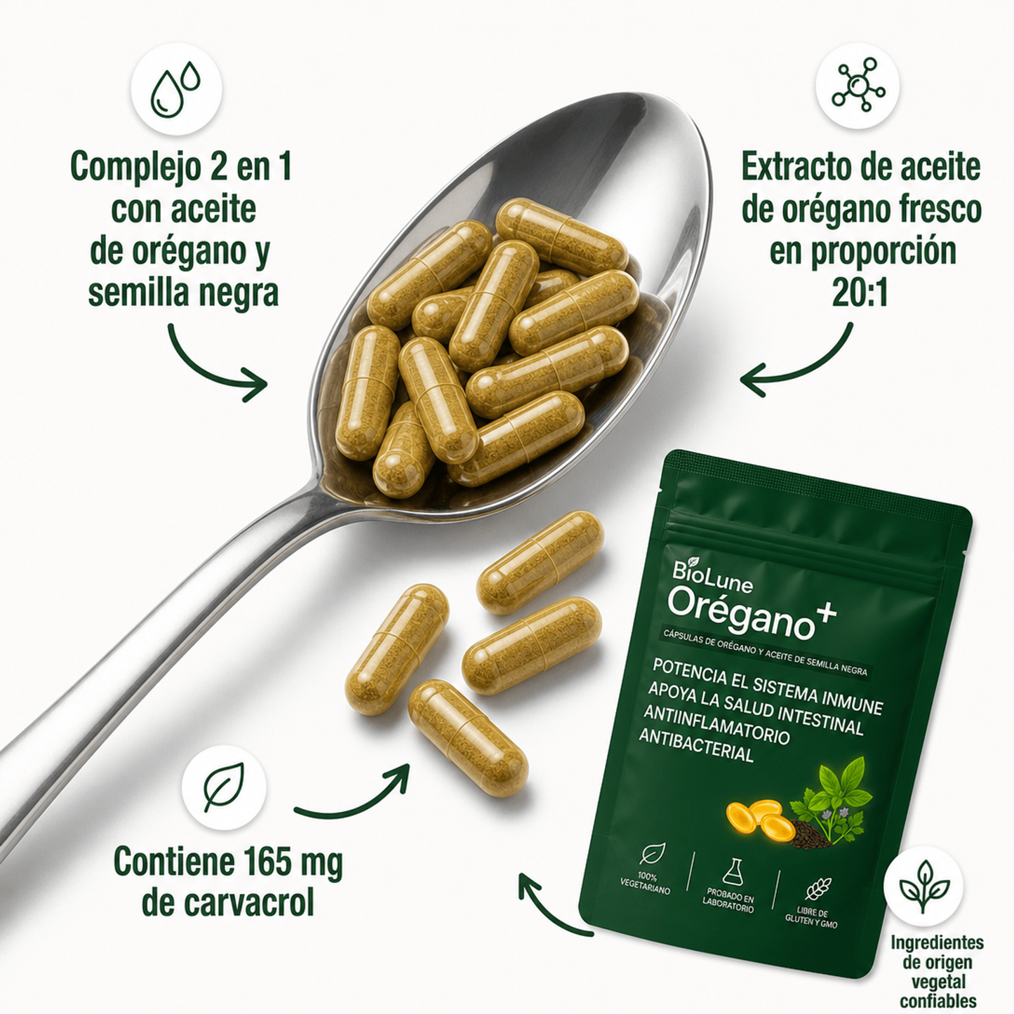 BioLune Orégano+ | Reduce la inflamación - Mejora la salud Intestinal