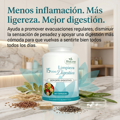 15 Days - Limpieza Intestinal | Reduce la hinchazón abdominal - Mejora el tránsito intestinal