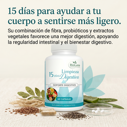 15 Days - Limpieza Intestinal | Reduce la hinchazón abdominal - Mejora el tránsito intestinal