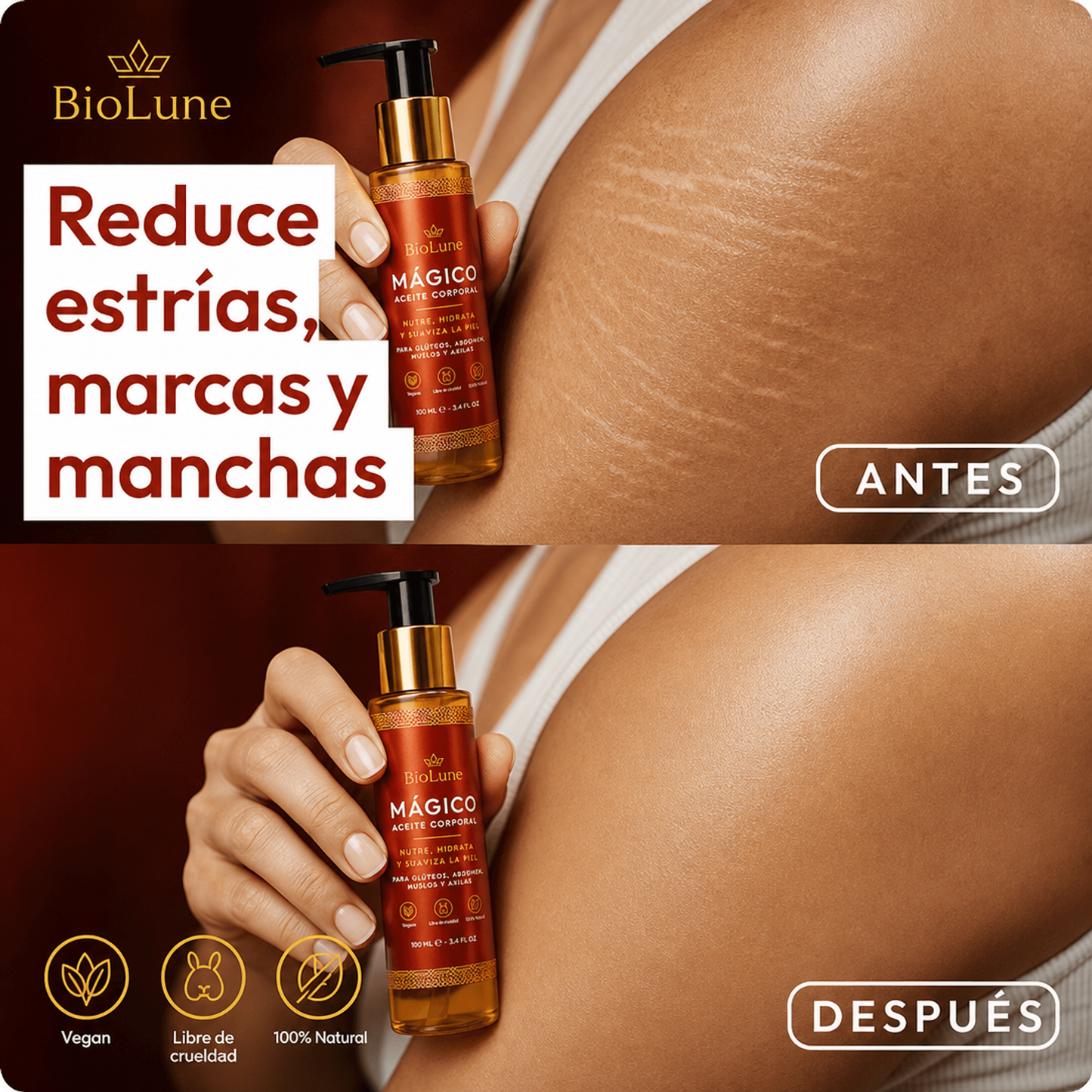 Aceite Corporal Mágico | Mejorar tu Suavidad, Elasticidad y Luminosidad